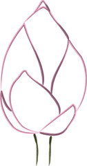 pink lotus flower line drawing vector illustration isolated