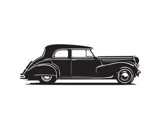 Vintage classic car silhouette. Vintage car silhouette isolated on white background. Classic car silhouette vector design.	