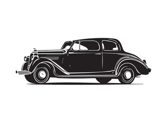 Vintage classic car silhouette. Vintage car silhouette isolated on white background. Classic car silhouette vector design.	