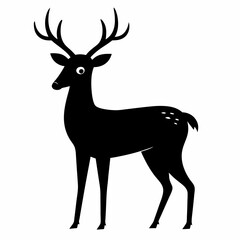 Deer black vector on white background.