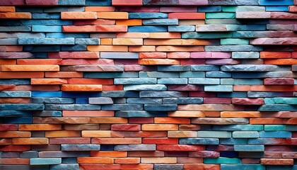 Brick wall of decorative slate stone colorful horizontal architecture Close up