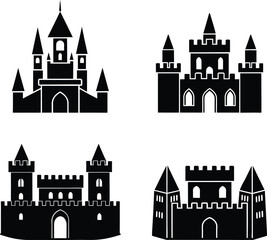 Obraz premium A set of four castle vector silhouette designs.