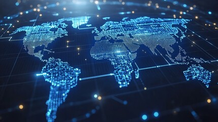 A global stock market's abstract background features dynamic light trails symbolizing the flow of financial data worldwide