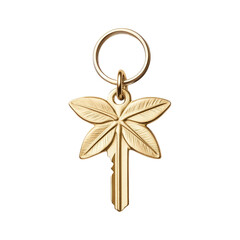 Gold leaf keychain on white isolate background