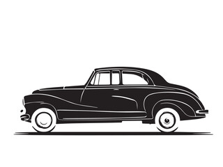 Vintage classic car silhouette. Vintage car silhouette isolated on white background. Classic car silhouette vector design.	