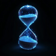 Futuristic Glowing Hourglass with Digital Sand Flow Effect