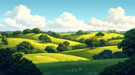 Naklejka premium A green landscape with abstract elements is used to create a wallpaper background