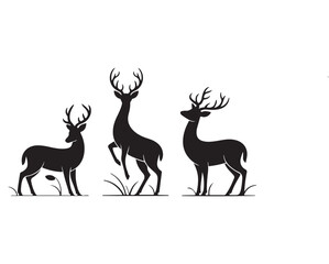 Fototapeta premium set of deer silhouettes