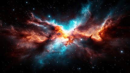 Naklejka premium An eye-catching display of vibrant cosmic dust clouds illuminated by distant stars, representing the vastness and complexity of the universe around us.