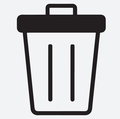 flat design trash bin silhouette vector art illustration