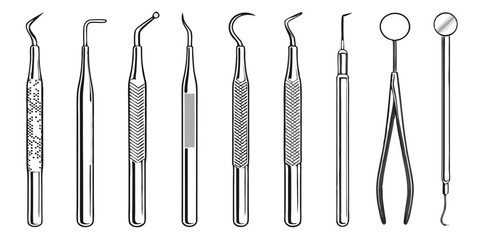 Dental Instruments in Detail: An array of meticulously crafted dental tools, reflecting precision and the art of dental care. The image speaks to the essential instruments used in modern dentistry.