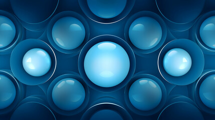 A mesmerizing dance of luminous blue spheres, creating a hypnotic rhythm of light and shadow in a deep, tranquil ocean of color.