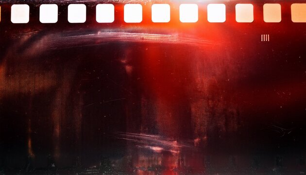 Film Strip Texture with Scratch and Grain Background with Red Light Leak Suitable for Overlay and Color Cast Effect - Powered by Adobe