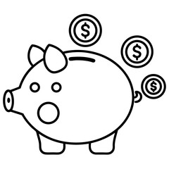 piggy bank and coins