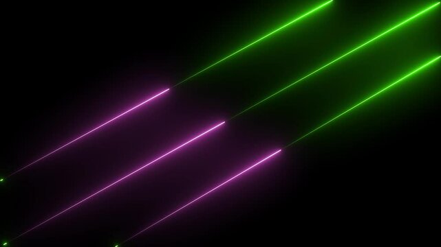 Neon Glow Lines Abstract: A vibrant abstract design featuring parallel lines of luminous neon light in shades of green and purple.