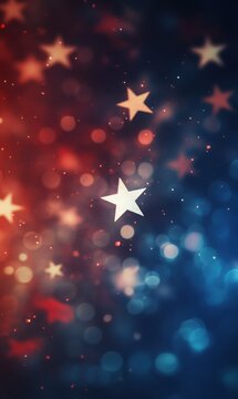 blurred background of sparkling Bengal fire sparklers with bokeh lights on American theme, for veteran's day. May day, Labor day and memorial day and 4th july