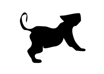 Vector silhouette of a tiger cub, black graphic style, symbol of innocence and wild nature

