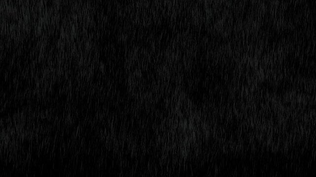 Realistic falling rain overlay with alpha channel for compositing. Seamless 4K loop perfect for video effects, film, editing, transitions, and background atmosphere