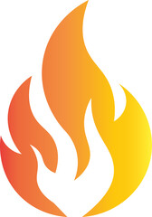 Fire flame flat icon. Bonfire silhouette logotype. Burning fire flame icon isolated on transparent background. Campfire element vector illustration.