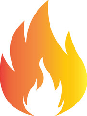 Fire flame flat icon. Bonfire silhouette logotype. Burning fire flame icon isolated on transparent background. Campfire element vector illustration.