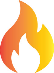 Fire flame flat icon. Bonfire silhouette logotype. Burning fire flame icon isolated on transparent background. Campfire element vector illustration.