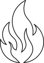 Obraz premium Fire flame line icon. Bonfire silhouette logotype. Burning fire flame icon isolated on transparent background. Campfire element vector illustration.