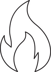 Obraz premium Fire flame line icon. Bonfire silhouette logotype. Burning fire flame icon isolated on transparent background. Campfire element vector illustration.