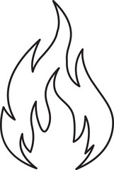 Fire flame line icon. Bonfire silhouette logotype. Burning fire flame icon isolated on transparent background. Campfire element vector illustration.