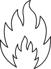 Fire flame line icon. Bonfire silhouette logotype. Burning fire flame icon isolated on transparent background. Campfire element vector illustration.