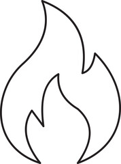 Fire flame line icon. Bonfire silhouette logotype. Burning fire flame icon isolated on transparent background. Campfire element vector illustration.
