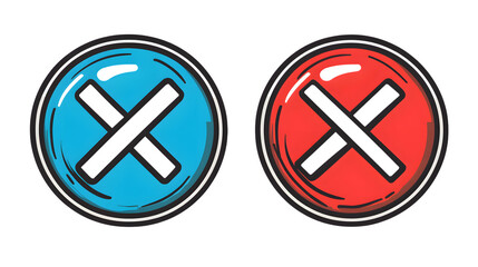 Fototapeta premium Prohibition Signs Blue and Red Circular Icons with CrossedOut Symbols for Restrictions and Ba