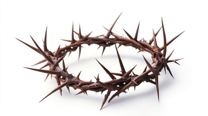 Fototapeta premium A crown of thorns, intricately designed, isolated on a white background