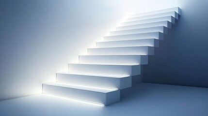 Obraz premium Illuminated Staircase Leading to Success Abstract Modern Architecture
