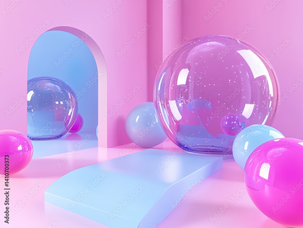 Fototapete chroma haze background with a popping bubble wave effect