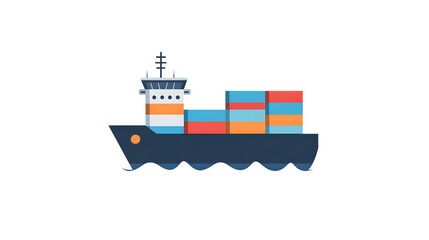 Container Ship Sailing on Calm Waters with Cargo Boxes