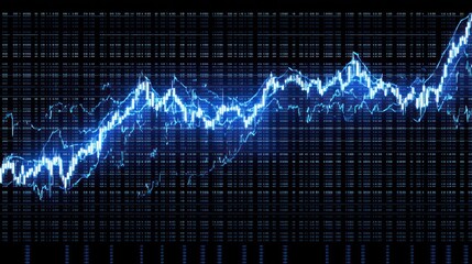 Dynamic blue graph depicting market fluctuations