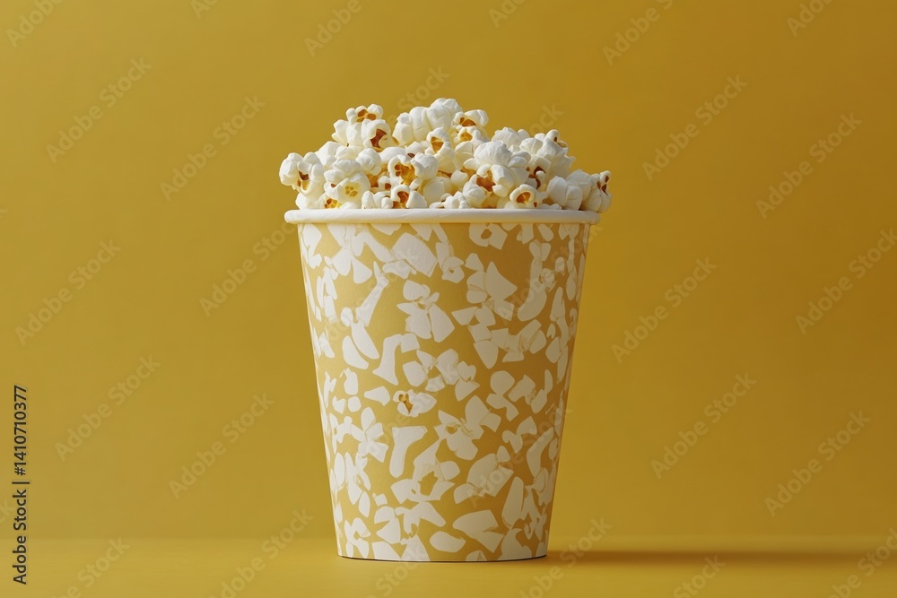 Poster enjoy a salty snack with this delightful paper container filled to the brim with delicious popcorn, 