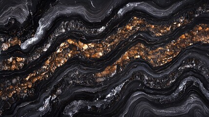 Abstract Black and Gold Marble Texture Swirls