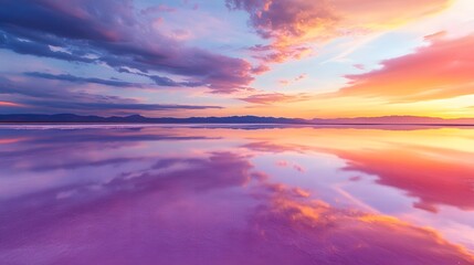 Fototapeta premium Sky Reflections: Breathtaking moment of vibrant colors and mirror-like reflections on the water surface