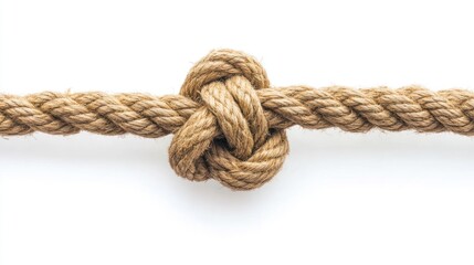 A neatly tied rope knot, isolated on a white background