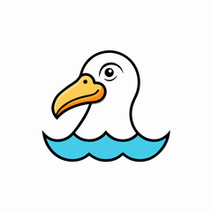 albatross head with ocean waves