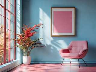 Pastel dream: Harmonious interior with pink accents and tranquil ambiance