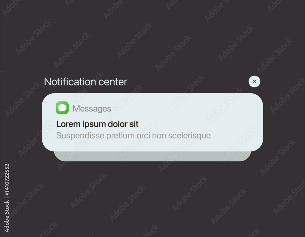 Poster Smartphone notification center template, displaying alerts and new message on screen