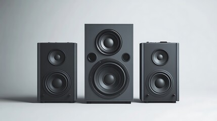 Obraz premium A set of modern speakers, isolated on a white background to highlight their design and features