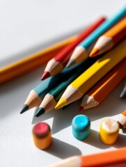 Naklejka premium Colorful Pencils, Artistic Composition of Crayons and Educational Supplies