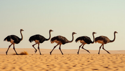 Naklejka premium Flock of Birds foraging on the Beach