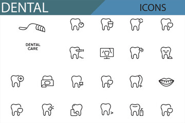 Dental Care Icons - Vector Set of Teeth, Tools, and Treatments for Healthcare and Medical Projects