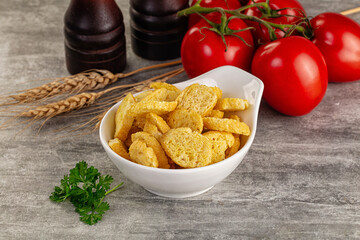 Crunchy croutons heap - roasted bread