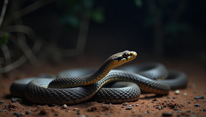 Obraz premium Close-Up of a Slithering Snake in Its Natural Habitat