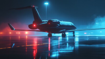 Futuristic airplane night scene